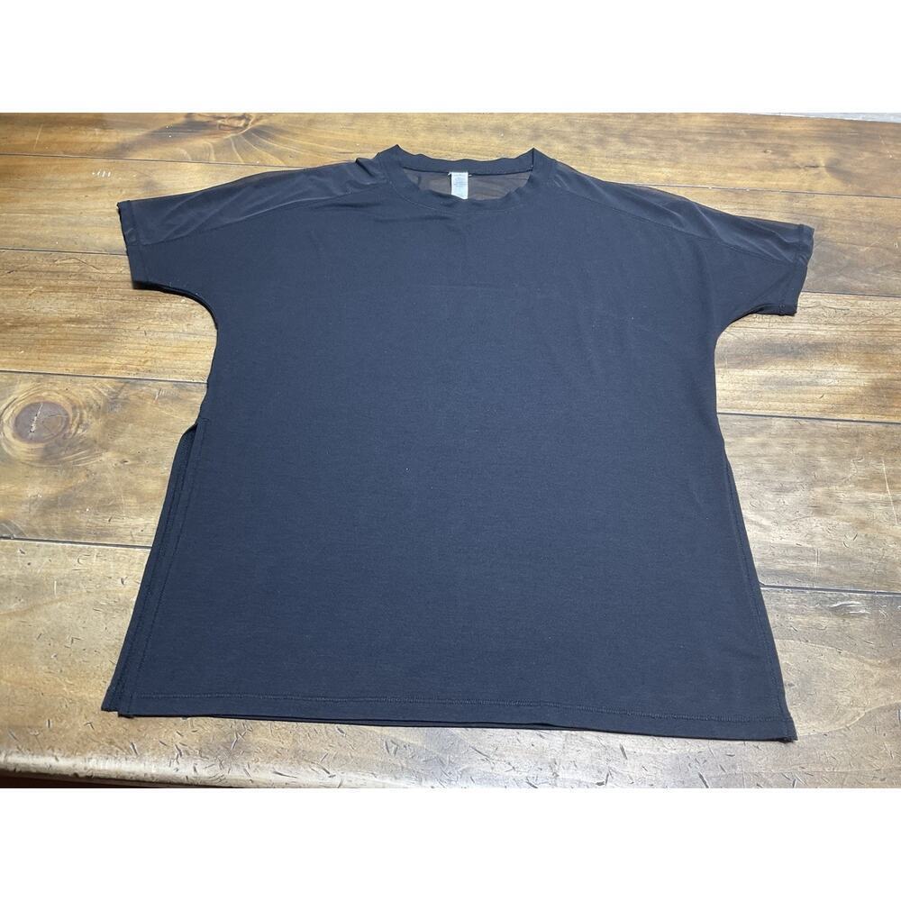 Athleta XS Vapor Tee Black Semi Sheer Shirt Breathable Workout Top Mesh